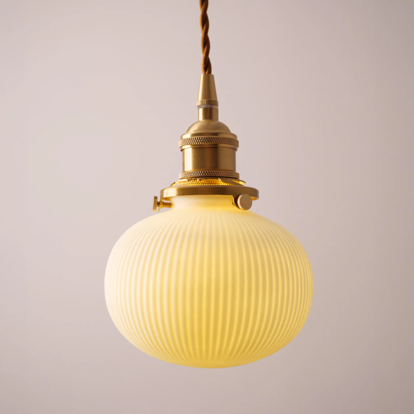 Sjöborre Art Deco White Glass Shade Brass Fitting Pendant Light - Image 5