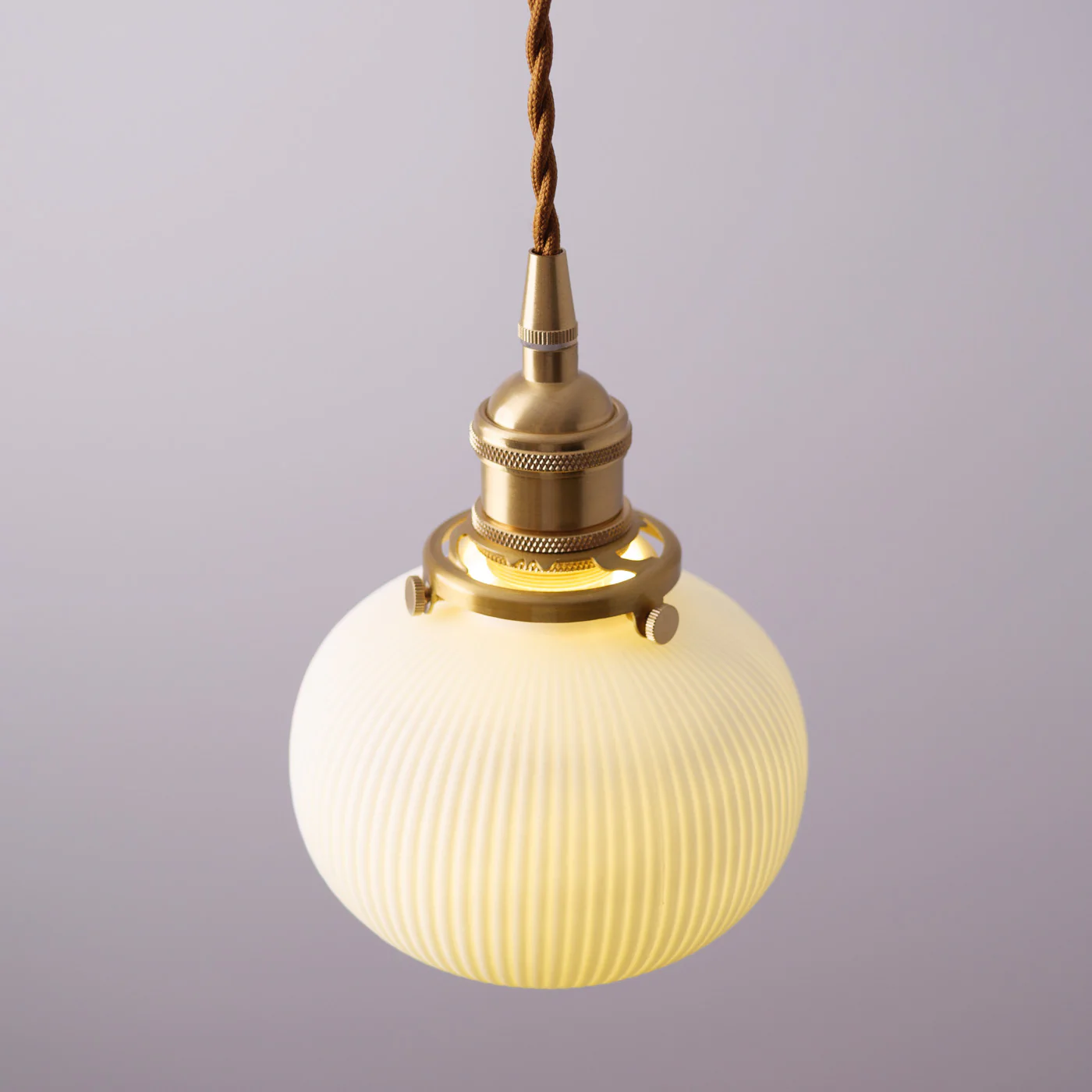 Sjöborre Art Deco White Glass Shade Brass Fitting Pendant Light - Image 6