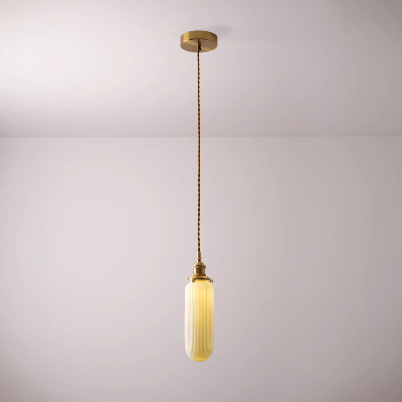 Sjöborre Art Deco White Glass Shade Brass Fitting Pendant Light - Image 7