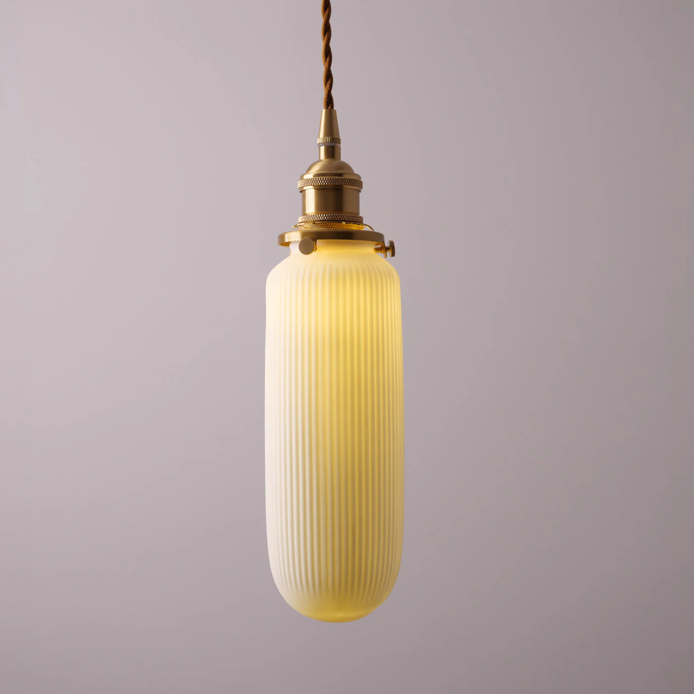 Sjöborre Art Deco White Glass Shade Brass Fitting Pendant Light - Image 8