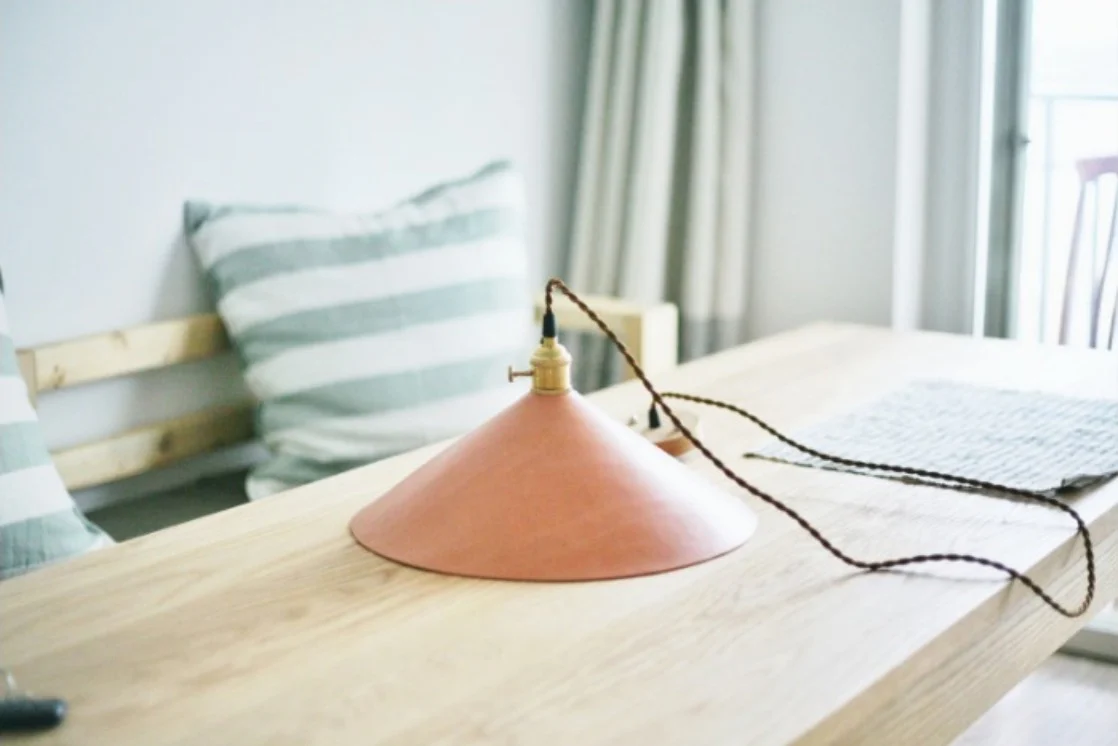 Baxter Leather Cone Shade Brass Fitting Pendant Light - Image 12