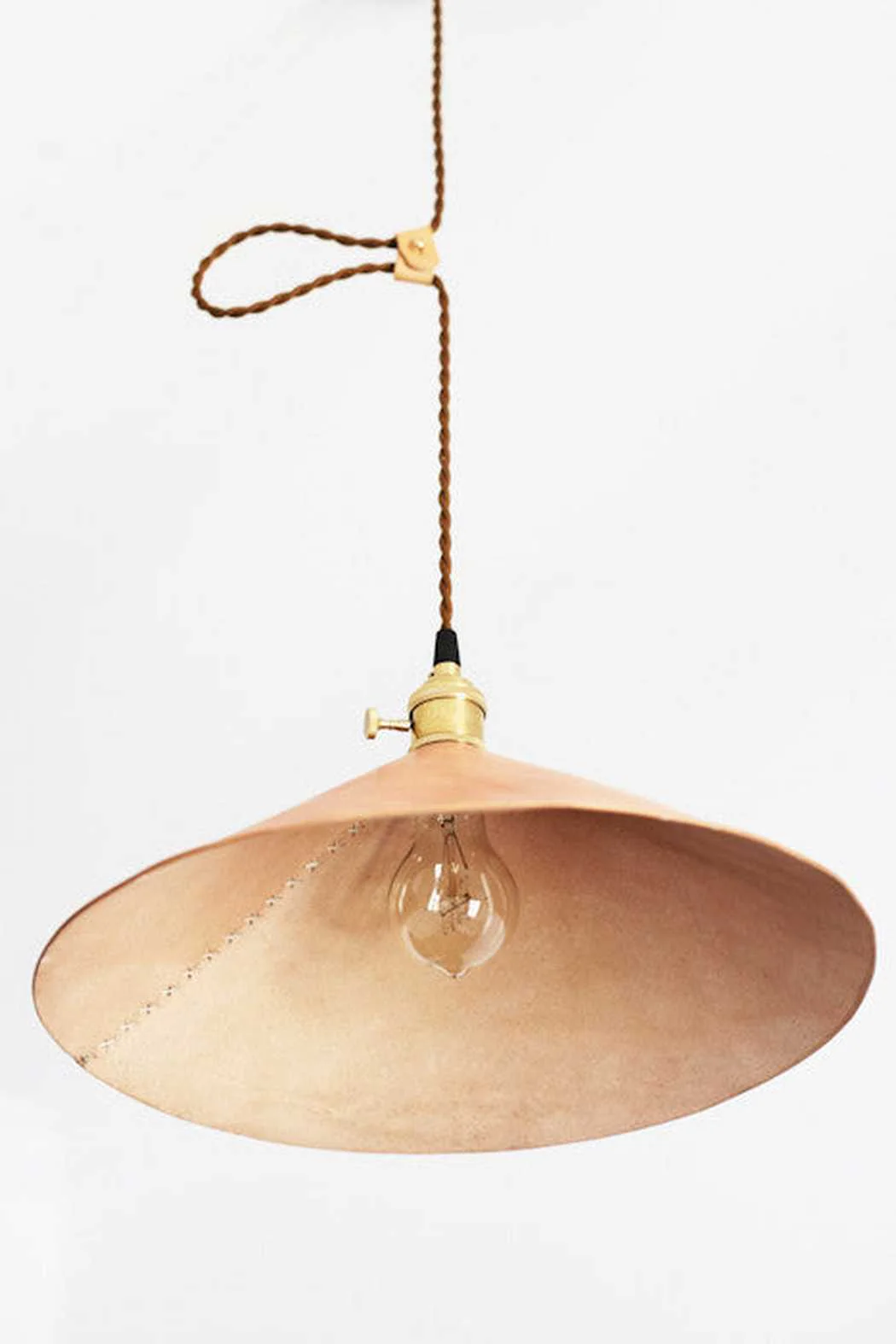 Baxter Leather Cone Shade Brass Fitting Pendant Light - Image 17