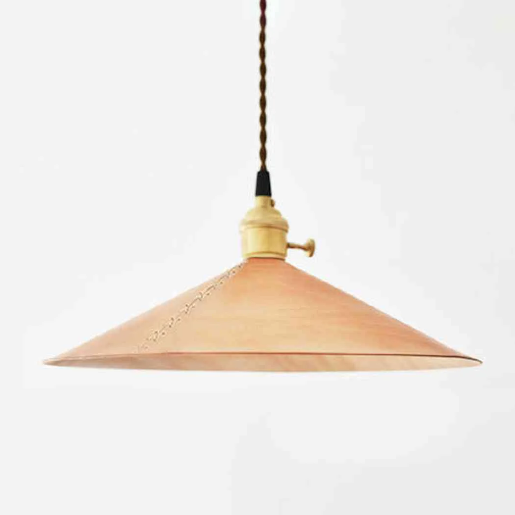 Baxter Leather Cone Shade Brass Fitting Pendant Light - Image 20
