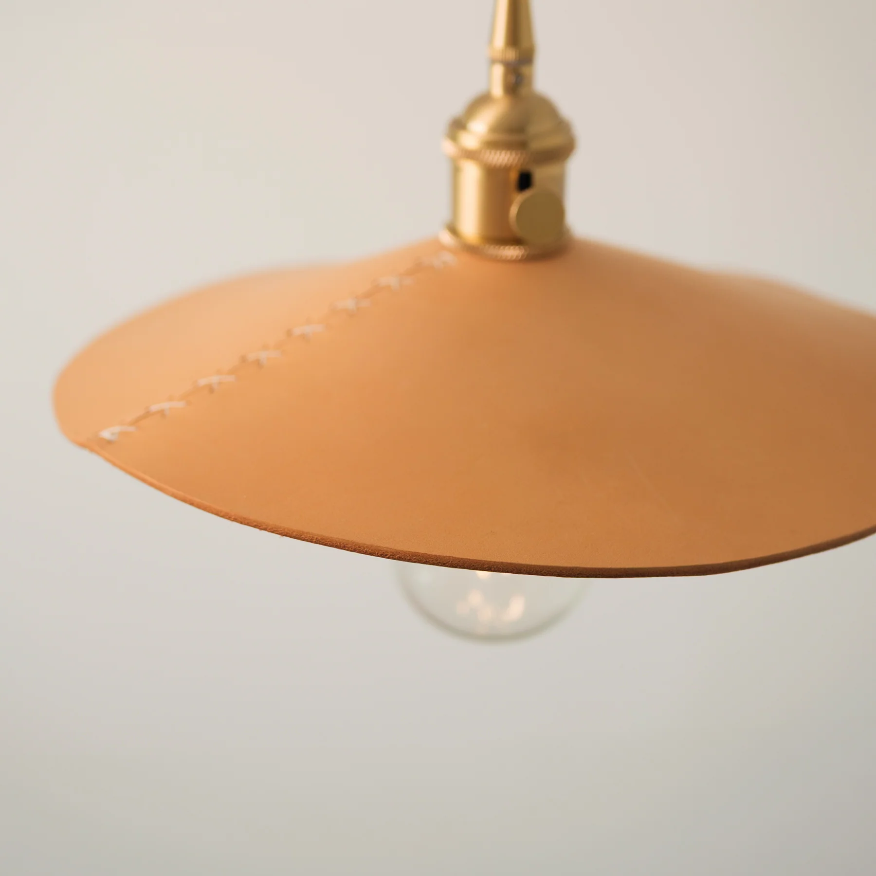 Baxter Leather Cone Shade Brass Fitting Pendant Light - Image 9