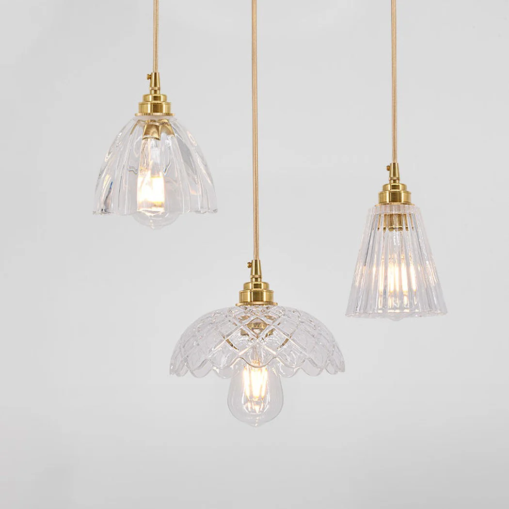 Betty Glass Shade Brass Fitting Art Deco Pendant Light