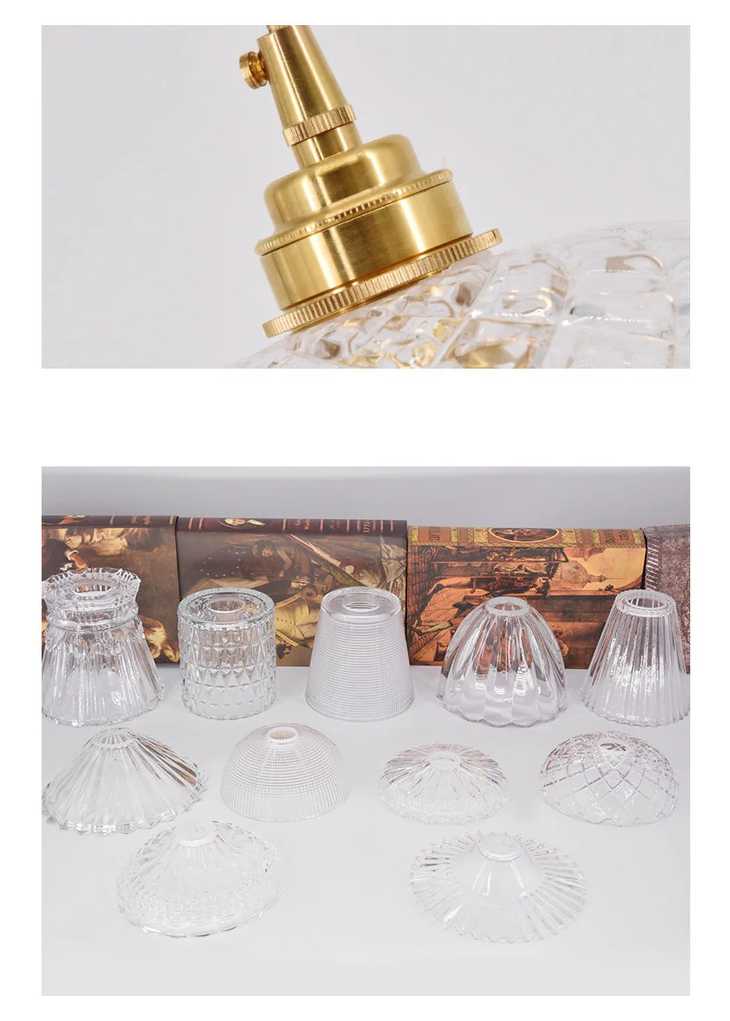 Betty Glass Shade Brass Fitting Art Deco Pendant Light - Image 9