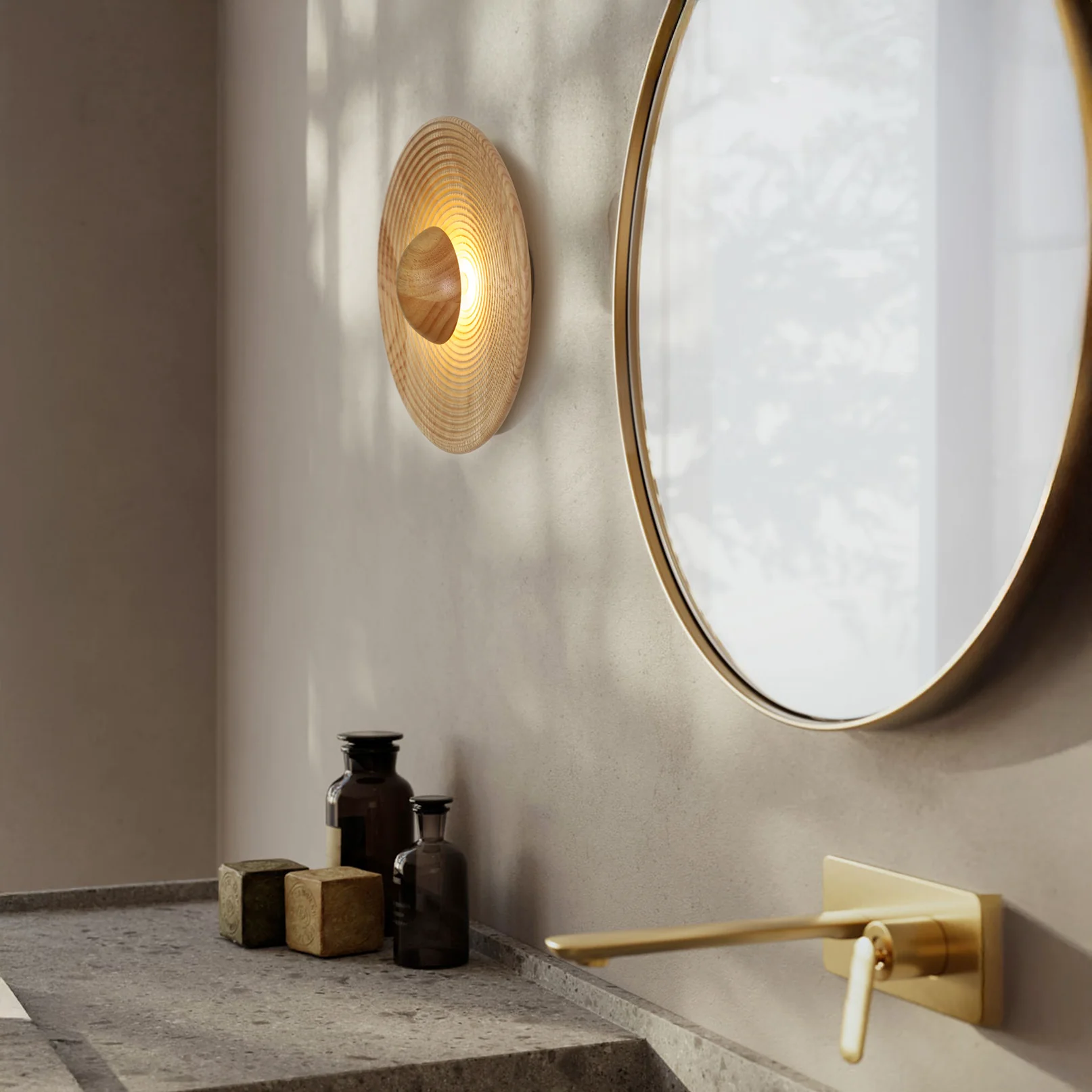 Birchwood Natural Wood Plate LED Wall Light - Image 2