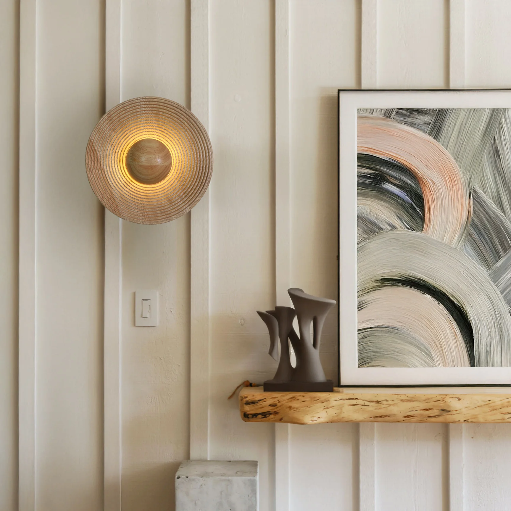 Birchwood Natural Wood Plate LED Wall Light - Image 3