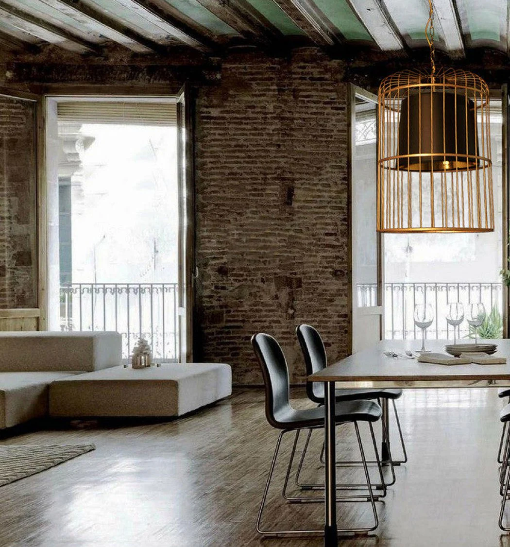 Brass Colour Bird Cage With Black Shade Pendant Light - Image 9