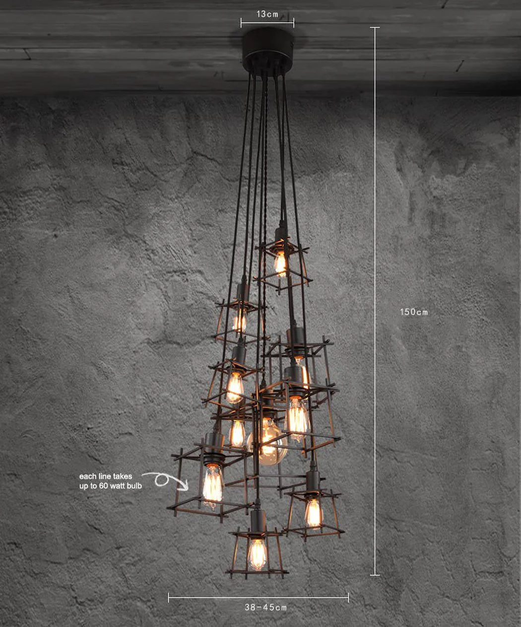 Bismuth Industrial Cube Cluster Pendant Light - Image 5