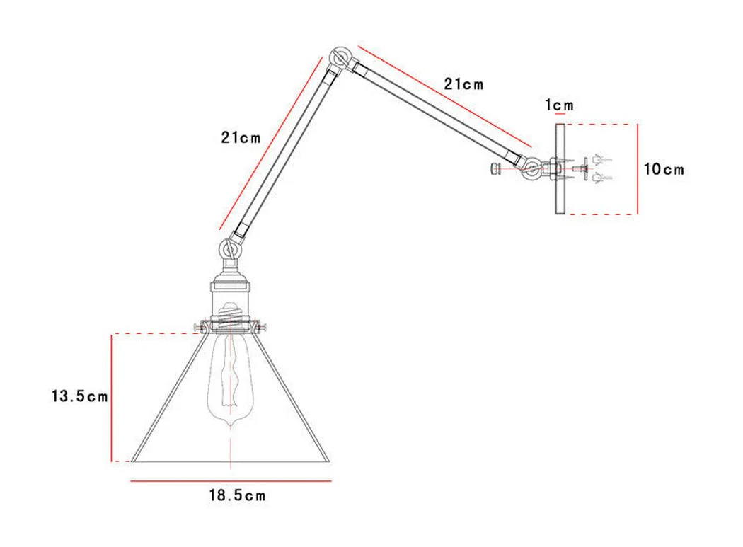 Black Cone Shade Wall Light Sconce With Long Arm - Image 4