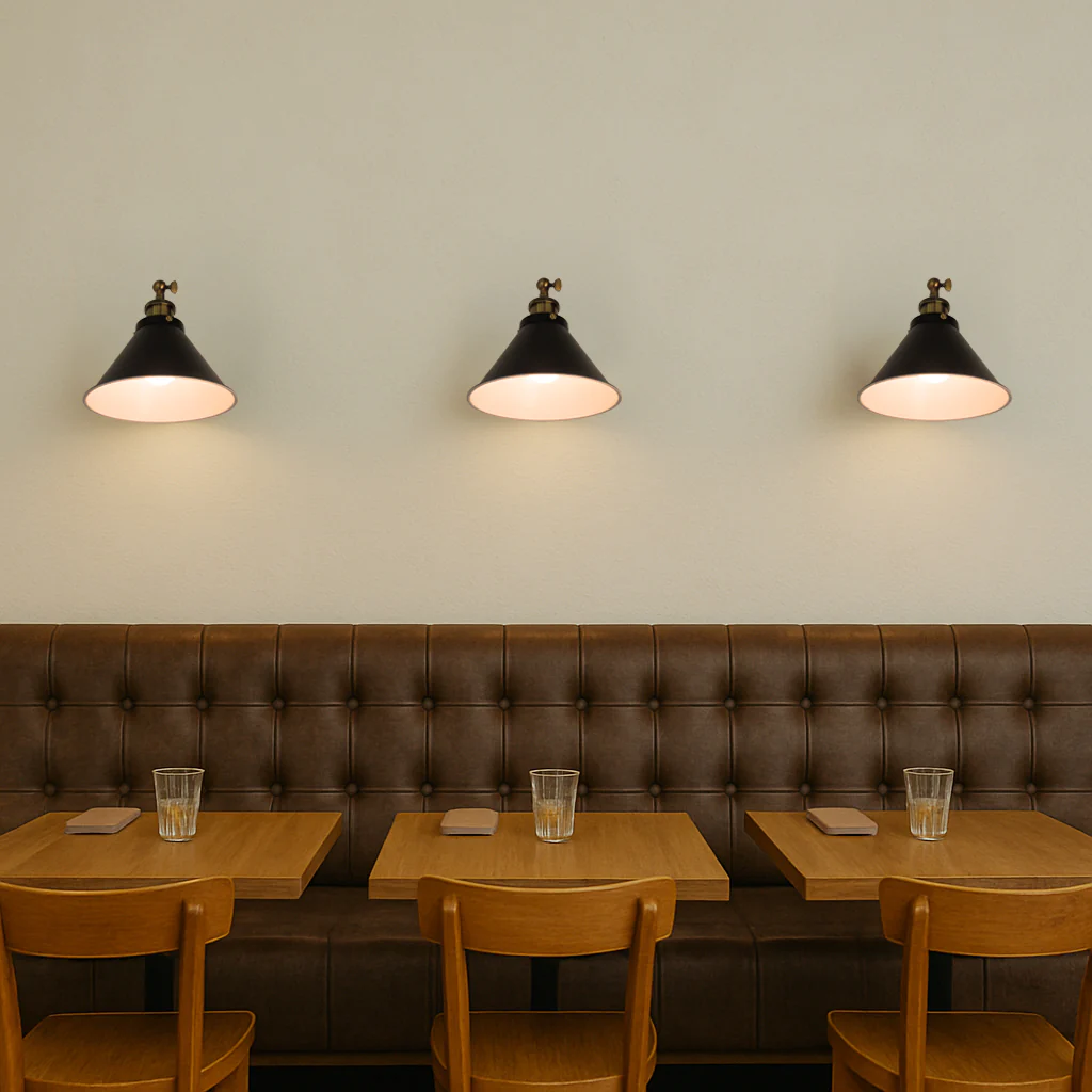 Black Cone Shade Wall Light Sconce (short arm) - Image 3