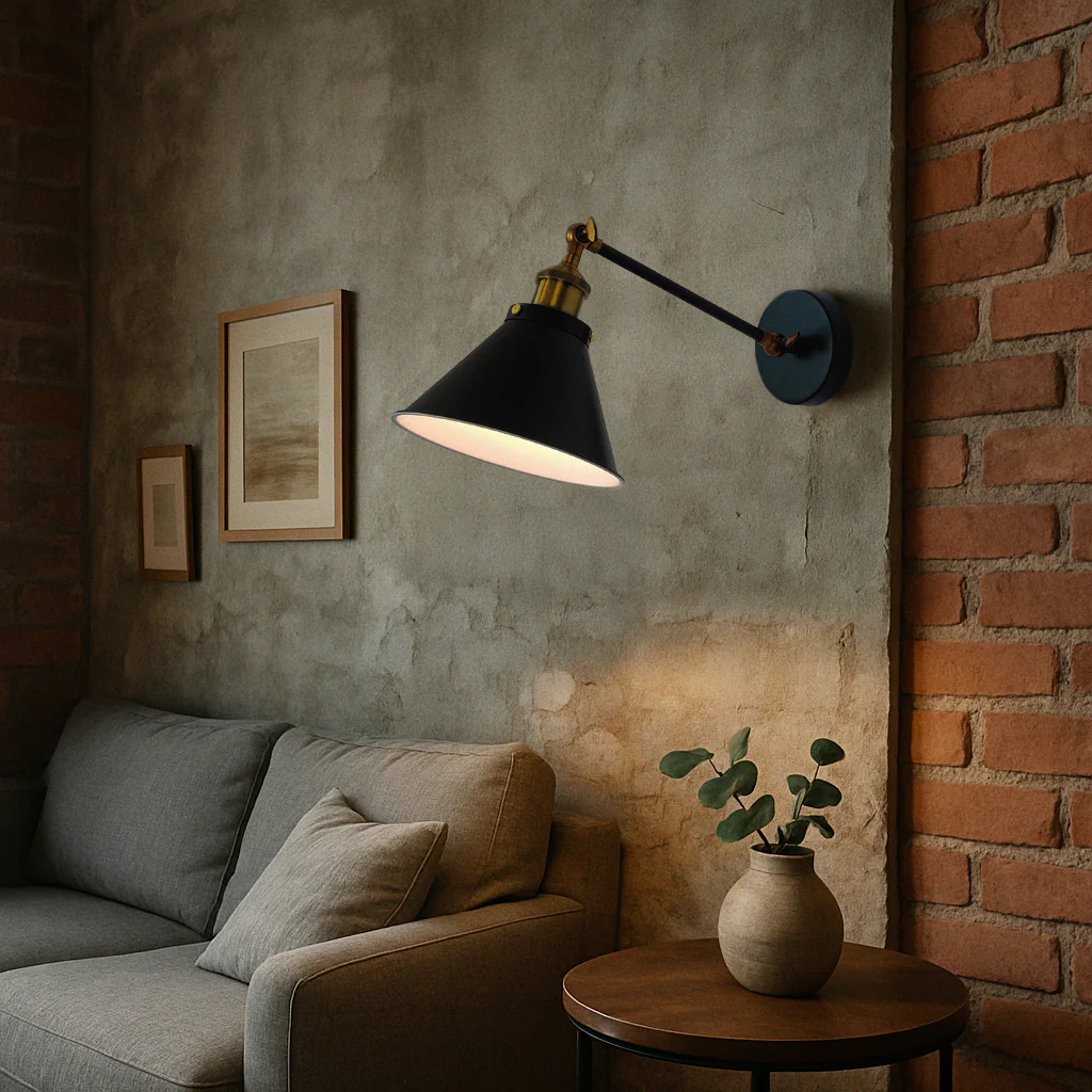 Black Cone Shade Wall Light Sconce (short arm) - Image 4