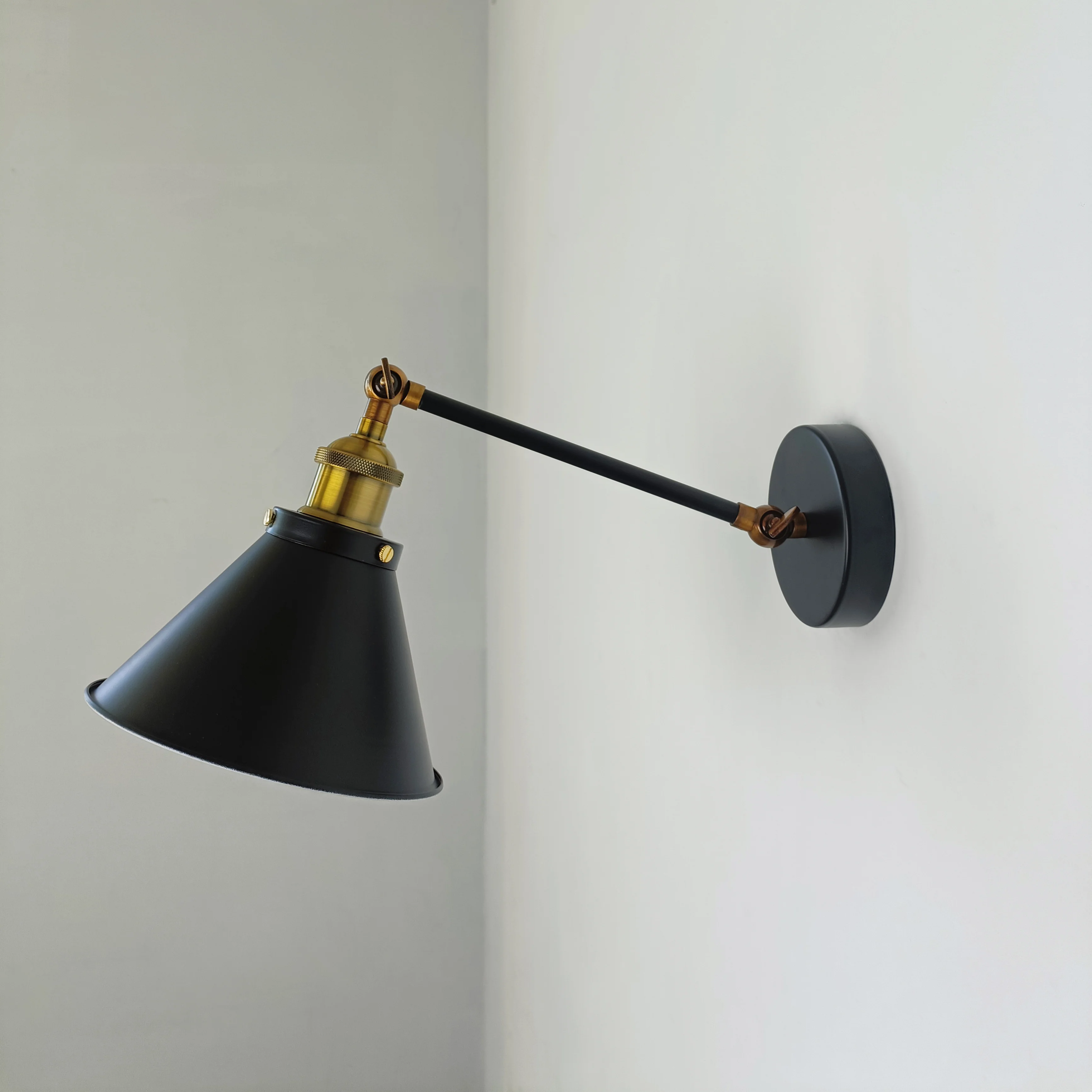 Black Cone Shade Wall Light Sconce (short arm) - Image 6