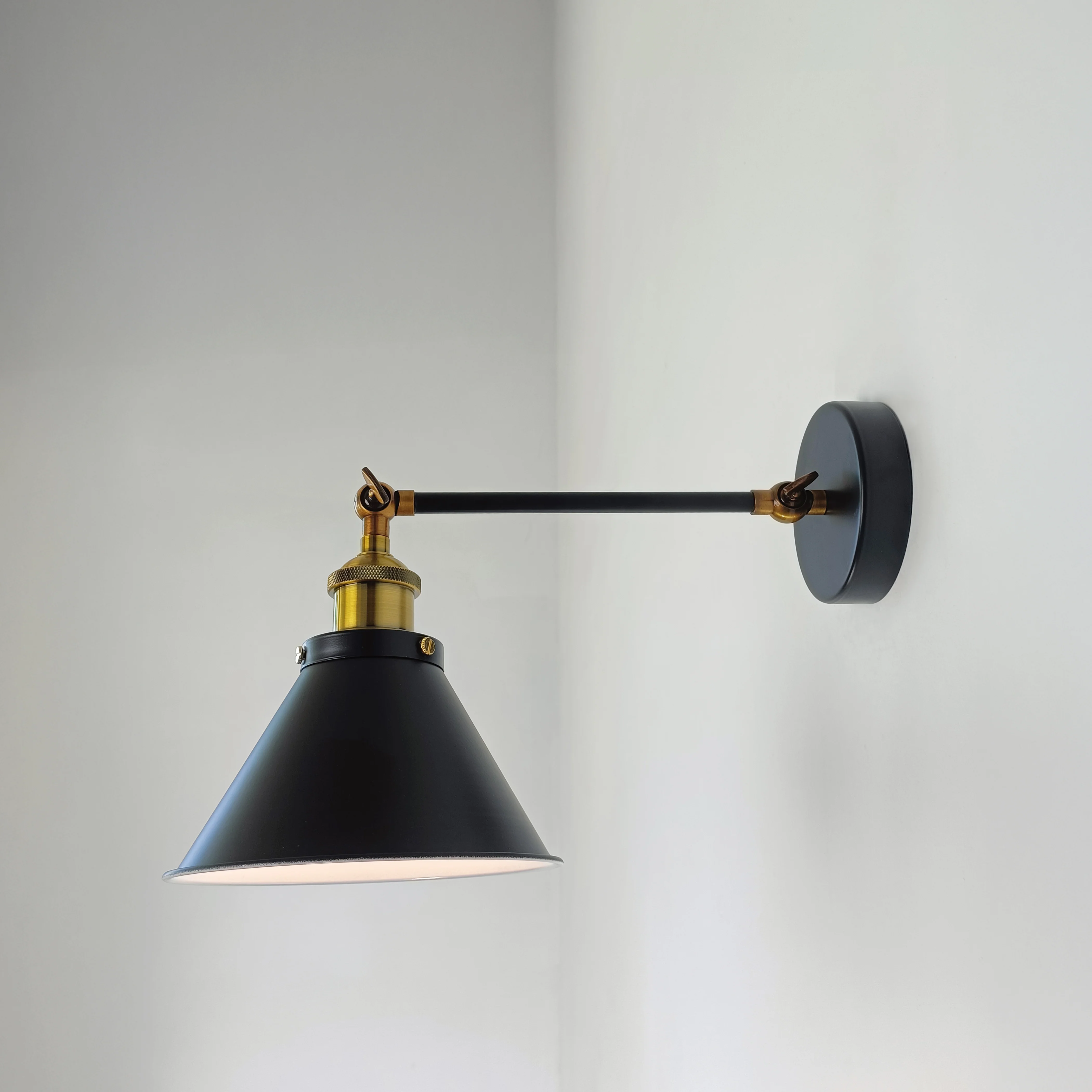 Black Cone Shade Wall Light Sconce (short arm) - Image 8