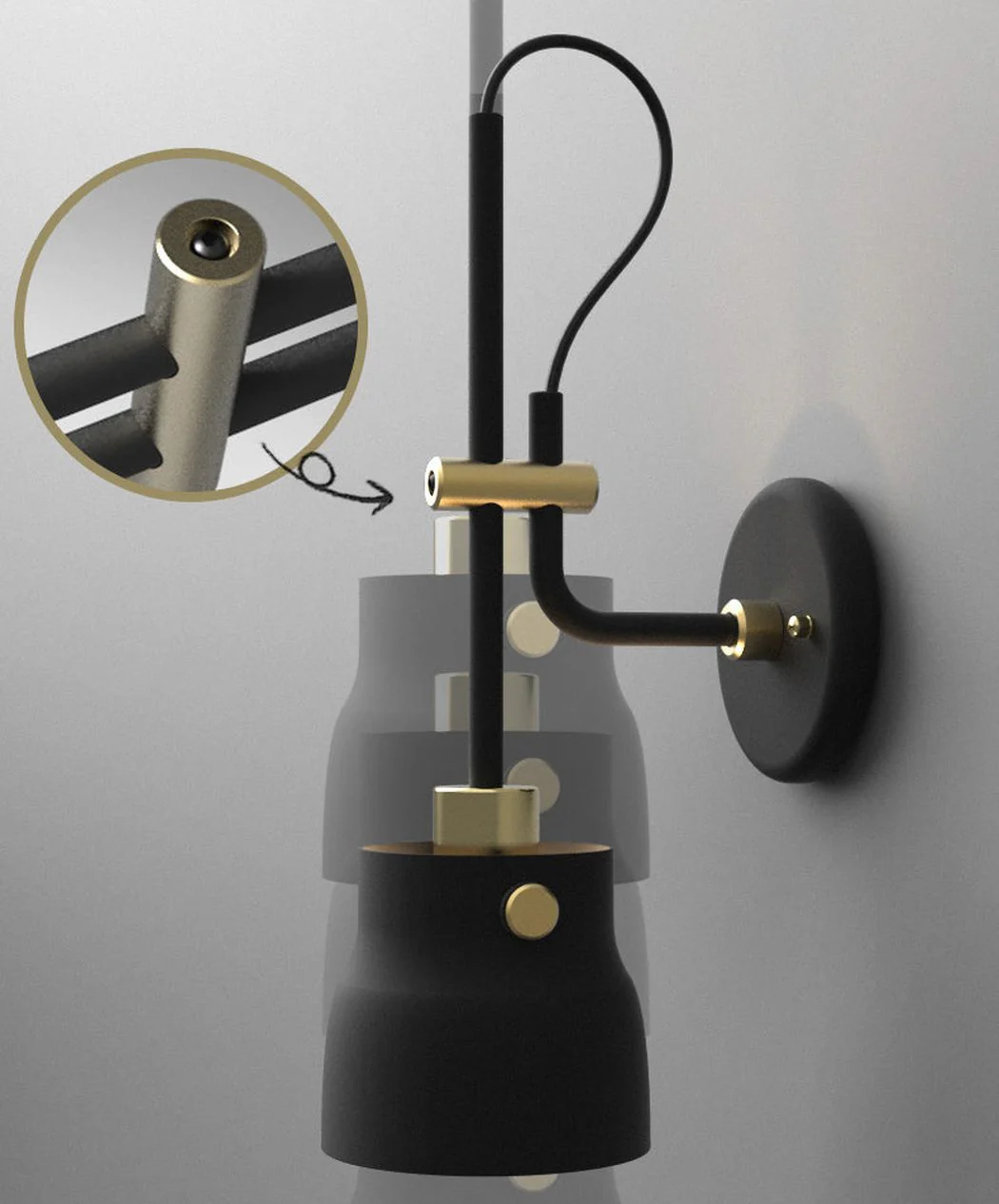 Black Hudson Wall Light - Image 3