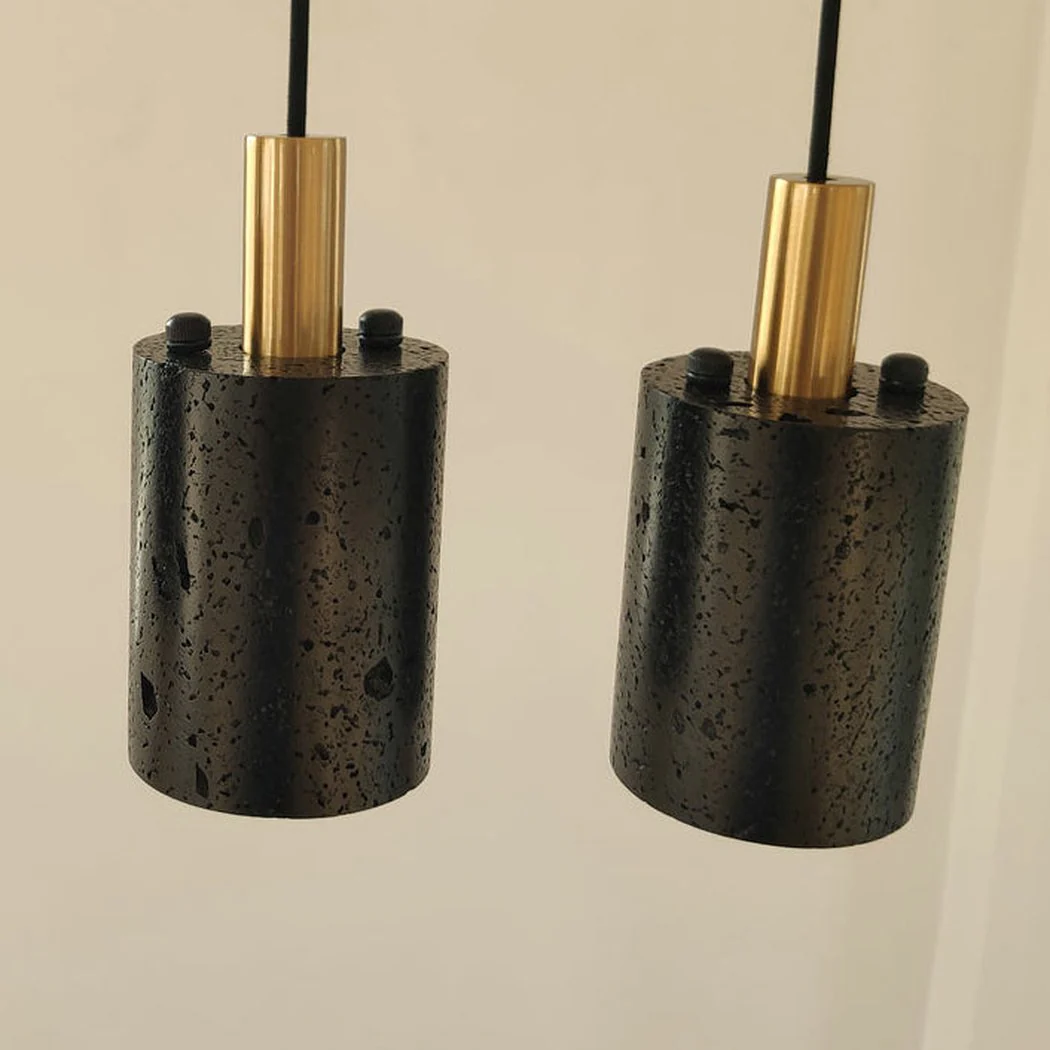 Black Lava B Stone Minimalist Line Pendant Light - Image 2