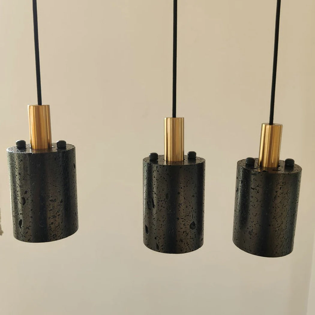 Black Lava B Stone Minimalist Line Pendant Light - Image 4