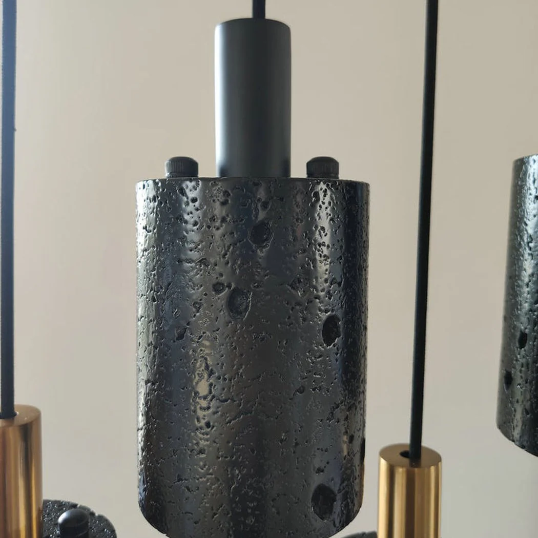 Black Lava B Stone Minimalist Line Pendant Light - Image 5