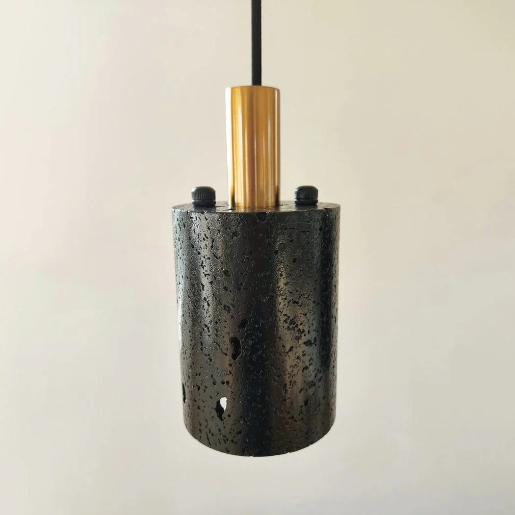 Black Lava B Stone Minimalist Line Pendant Light - Image 7