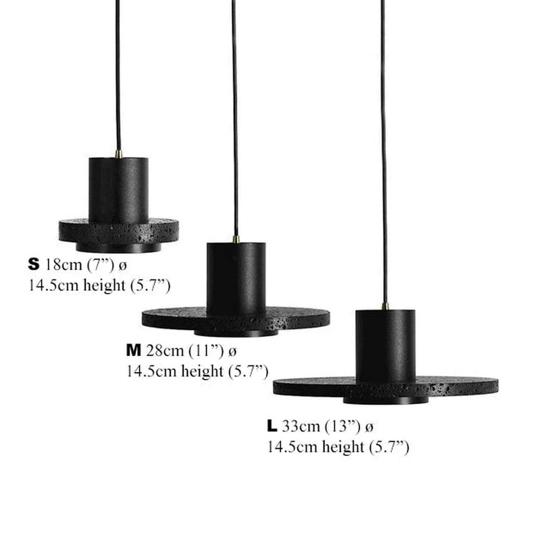 Black Lava C Stone Minimalist Line Pendant Light - Image 10