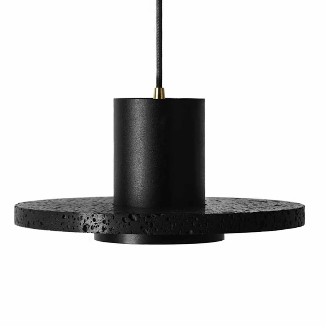 Black Lava C Stone Minimalist Line Pendant Light - Image 2