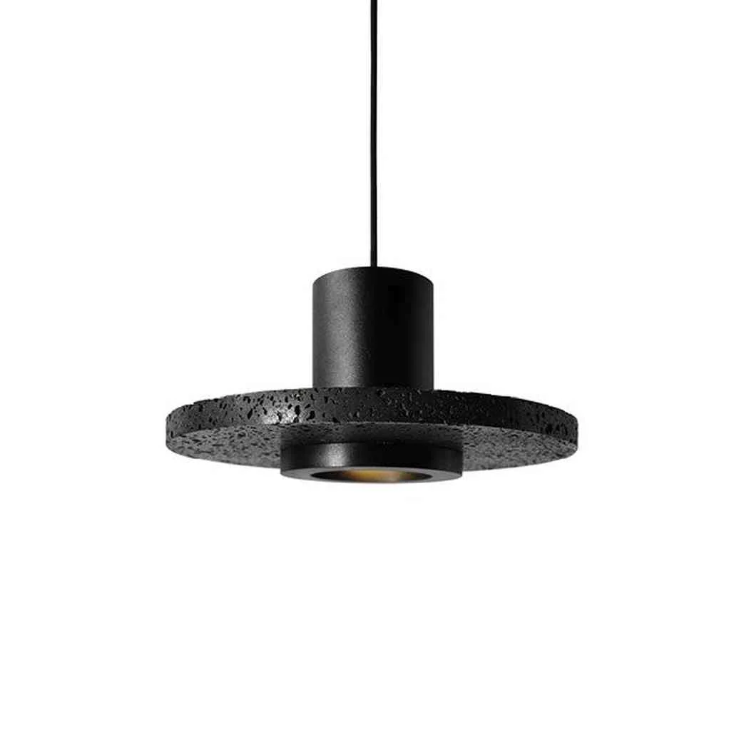 Black Lava C Stone Minimalist Line Pendant Light - Image 6