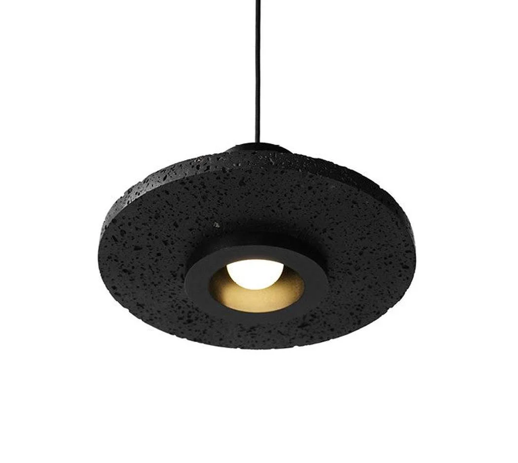 Black Lava C Stone Minimalist Line Pendant Light - Image 7