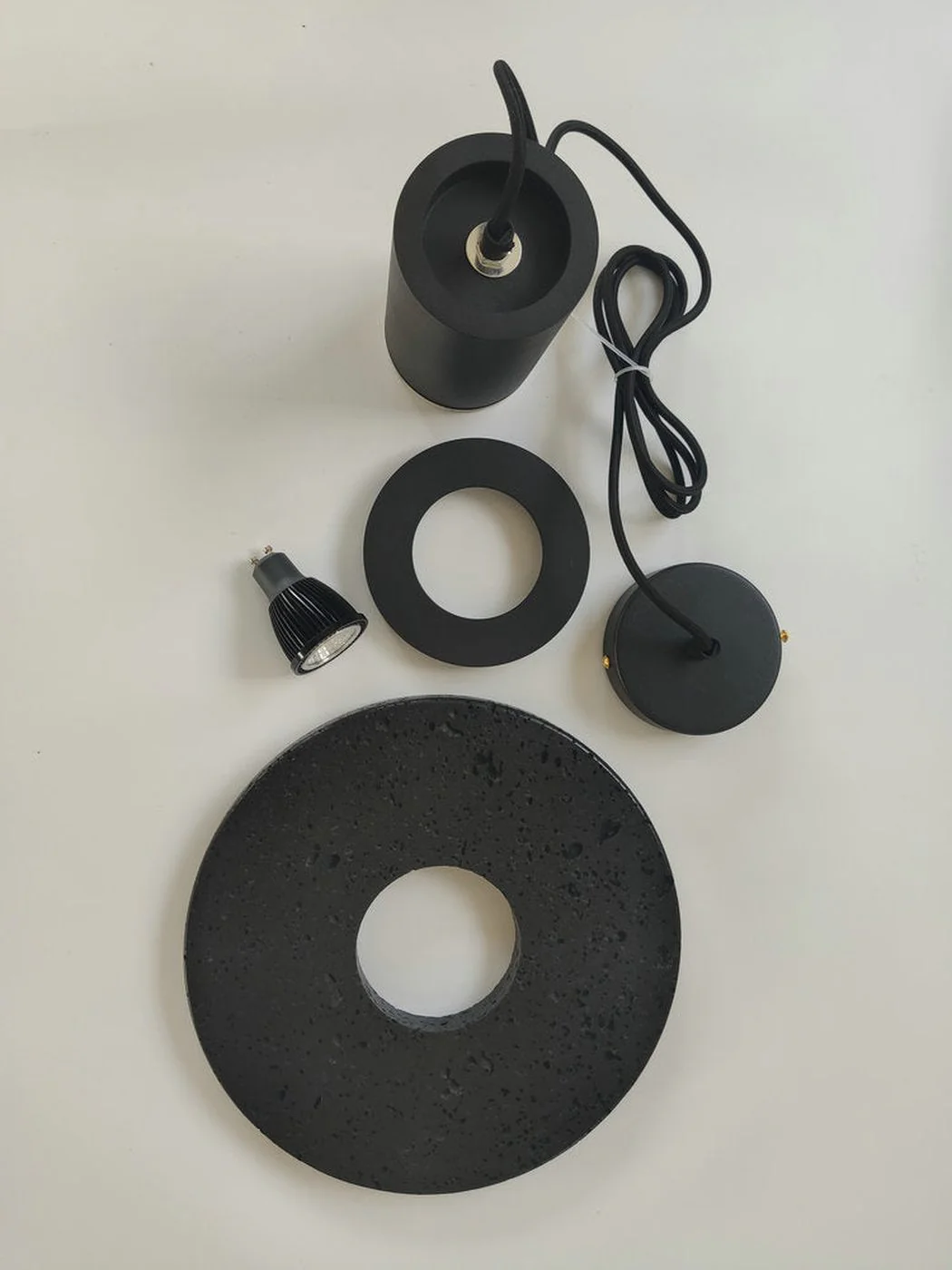 Black Lava C Stone Minimalist Line Pendant Light - Image 8