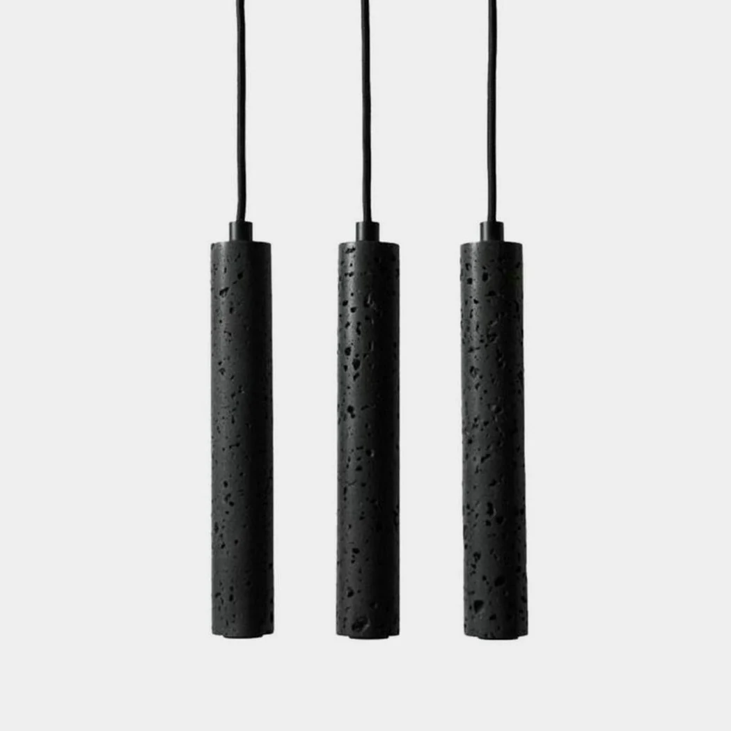 Black Lava A Stone Minimalist Line Pendant Light