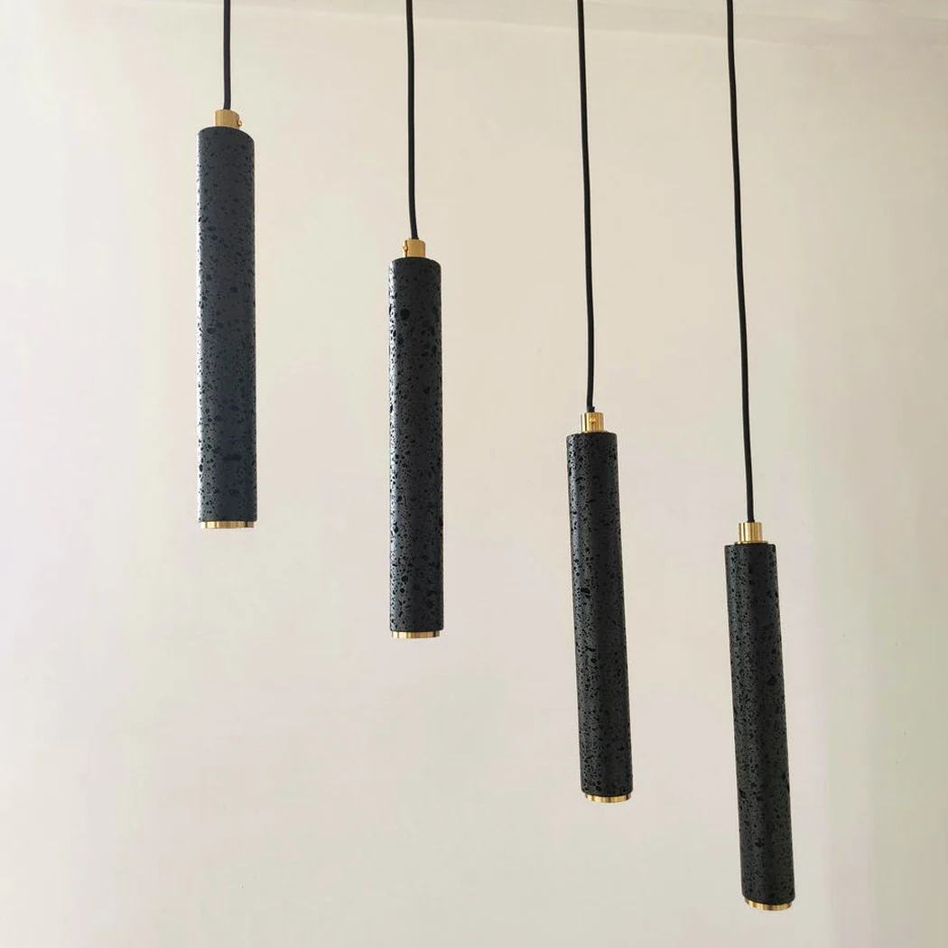 Black Lava A Stone Minimalist Line Pendant Light - Image 2