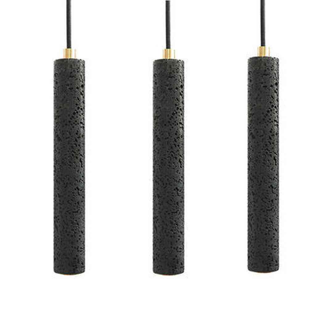 Black Lava A Stone Minimalist Line Pendant Light - Image 3