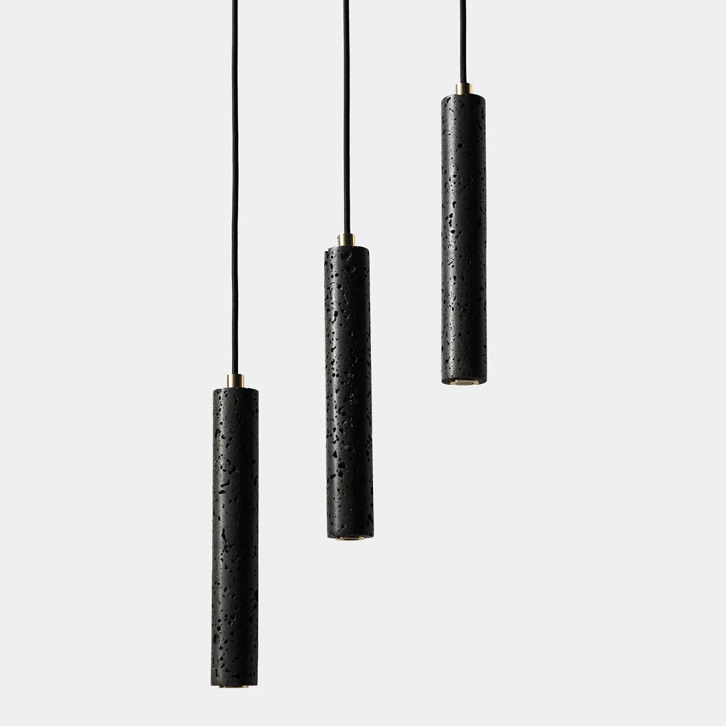 Black Lava A Stone Minimalist Line Pendant Light - Image 5