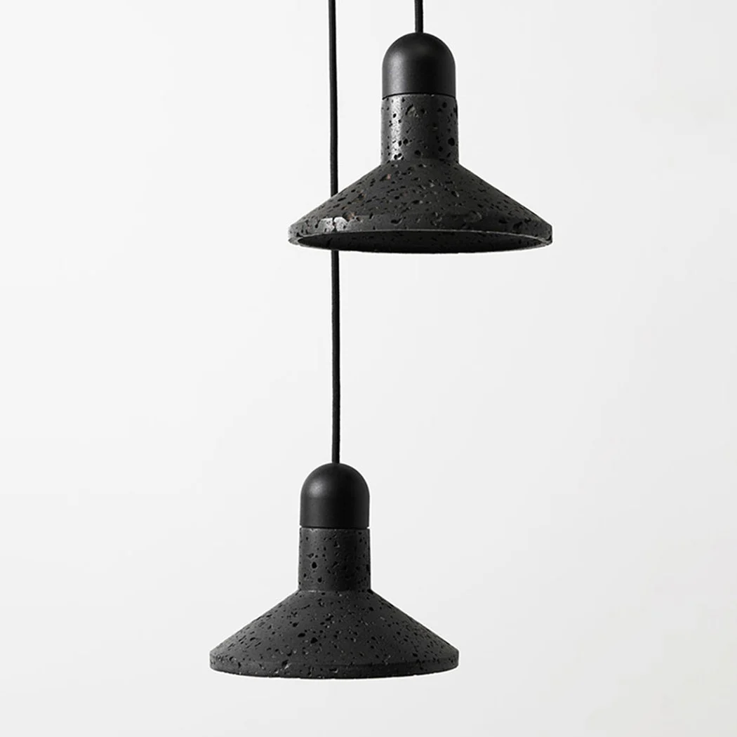 Black Lava D Stone Minimalist Line Pendant Light - Image 3