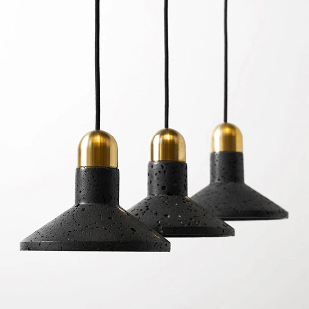 Black Lava D Stone Minimalist Line Pendant Light - Image 4