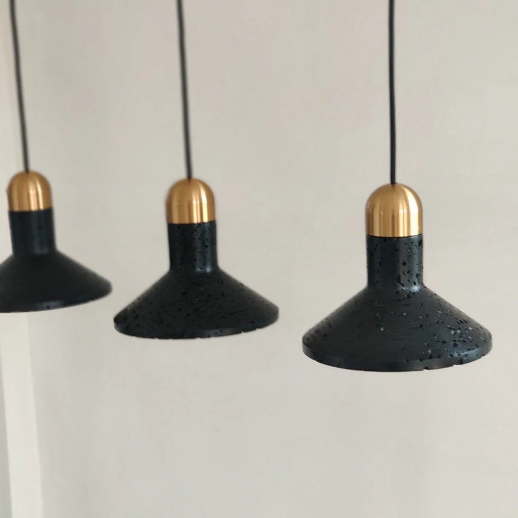 Black Lava D Stone Minimalist Line Pendant Light - Image 6