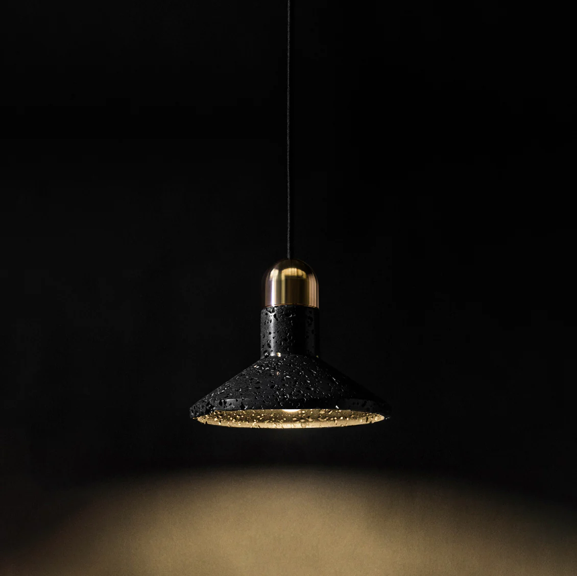 Black Lava D Stone Minimalist Line Pendant Light - Image 7