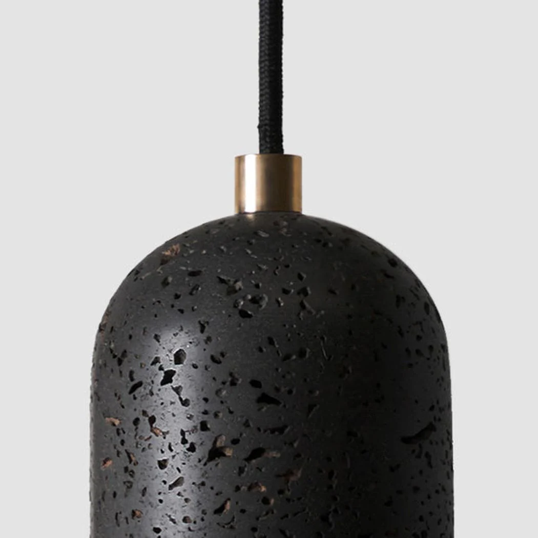 Black Lava E Stone Minimalist Line Pendant Light - Image 2