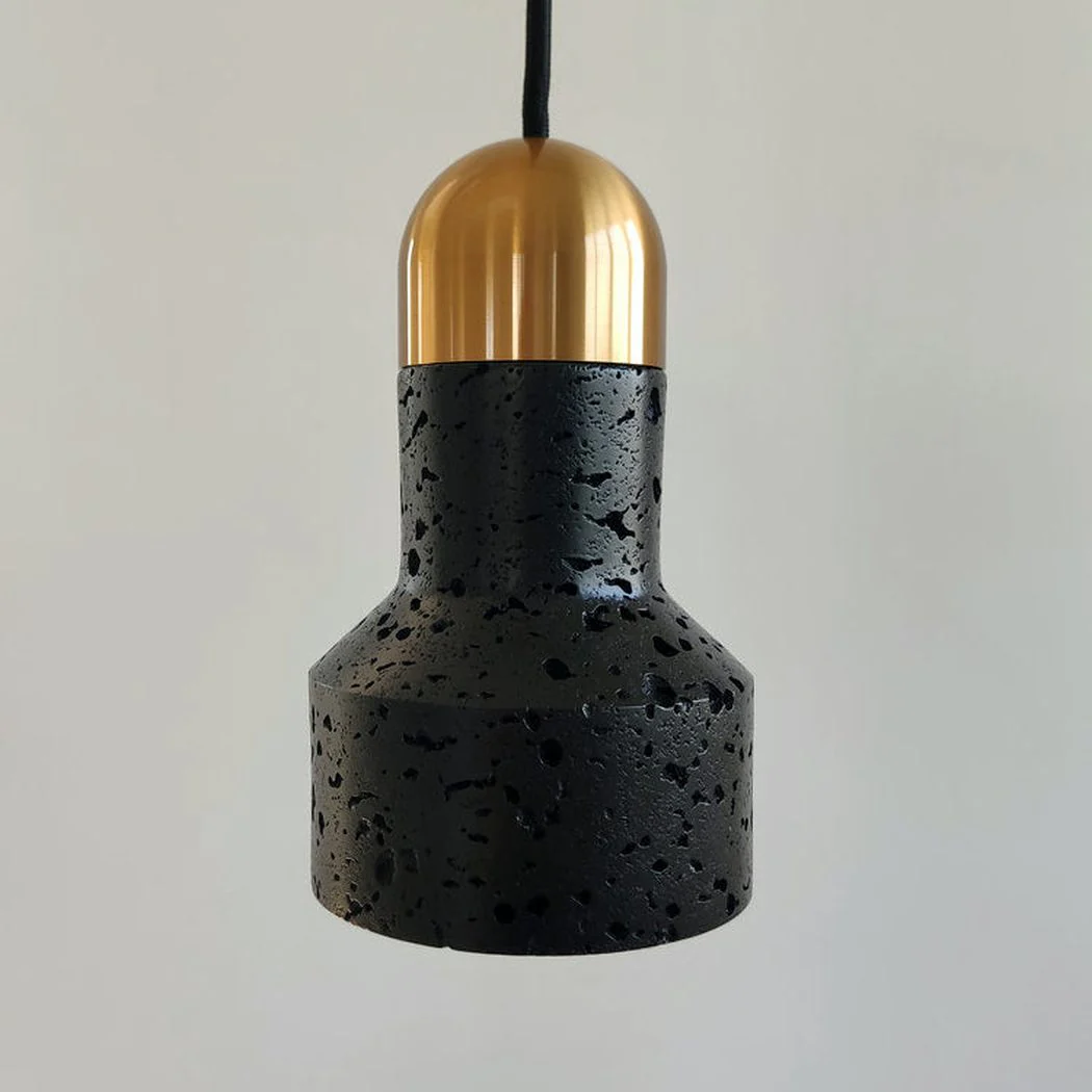 Black Lava F Stone Minimalist Line Pendant Light - Image 2
