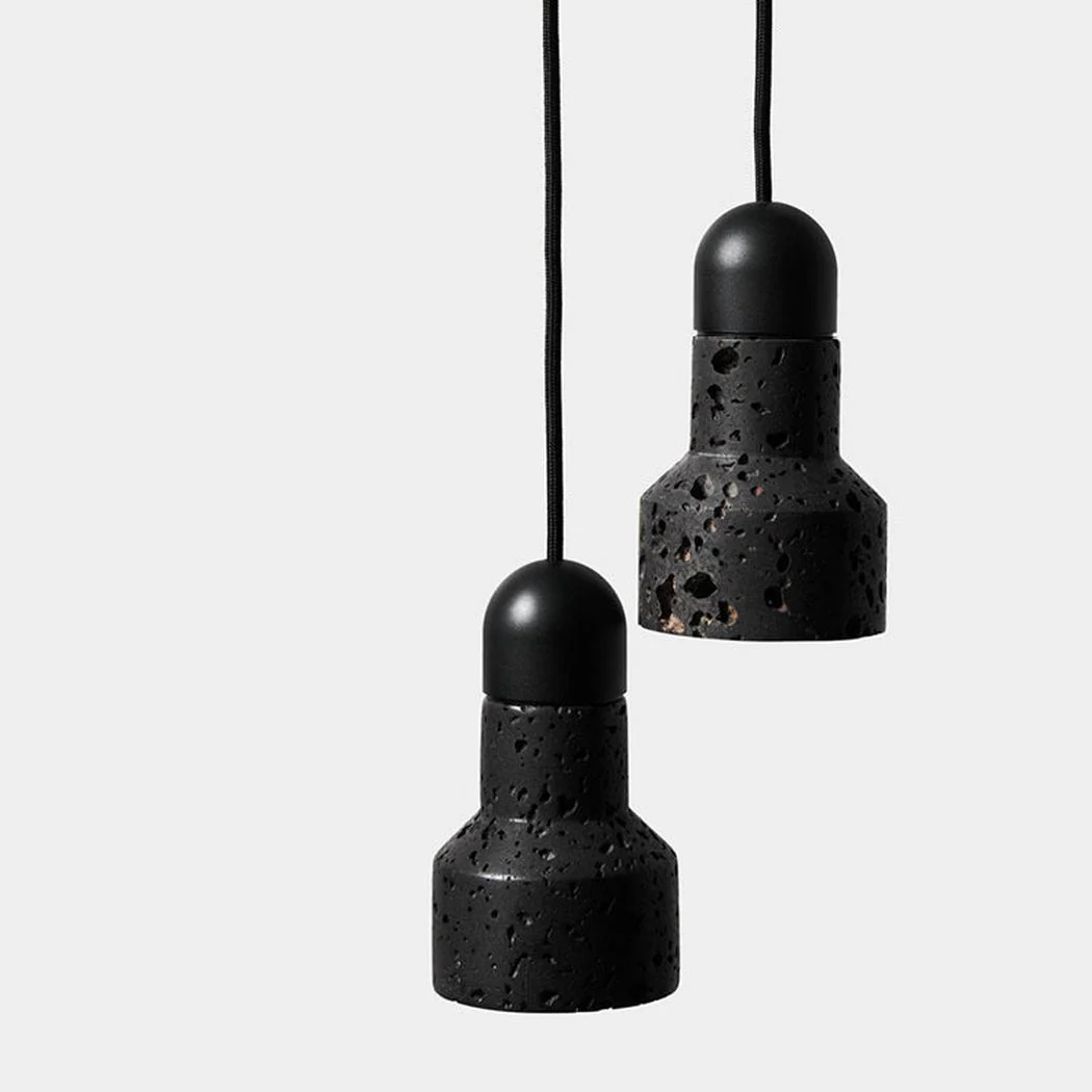 Black Lava F Stone Minimalist Line Pendant Light - Image 5