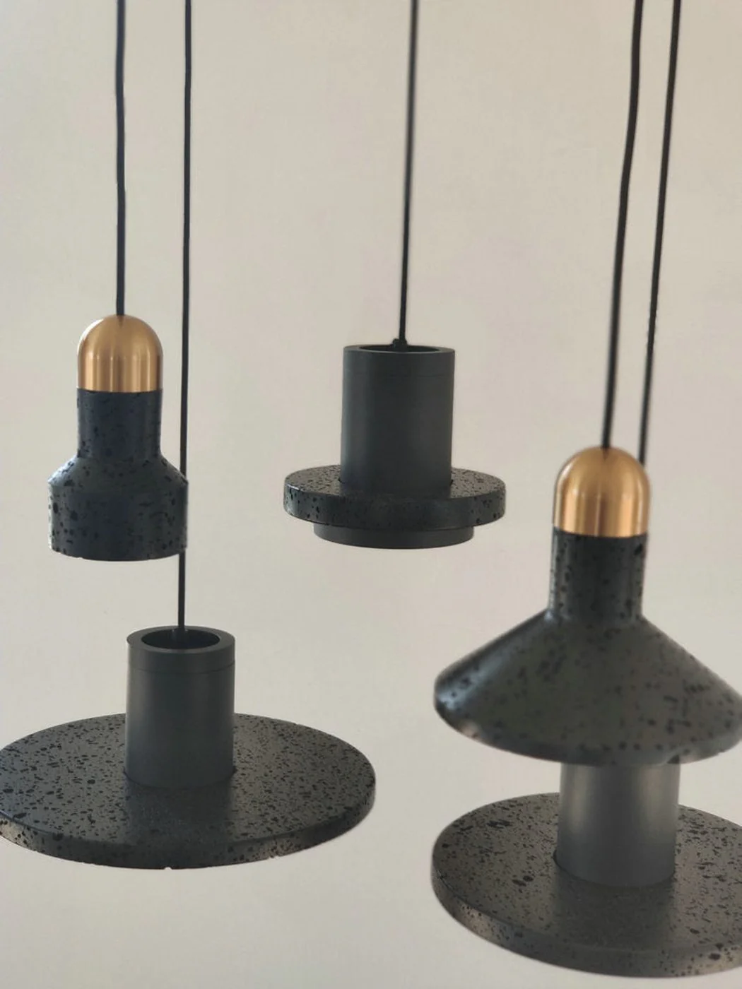 Black Lava F Stone Minimalist Line Pendant Light - Image 6