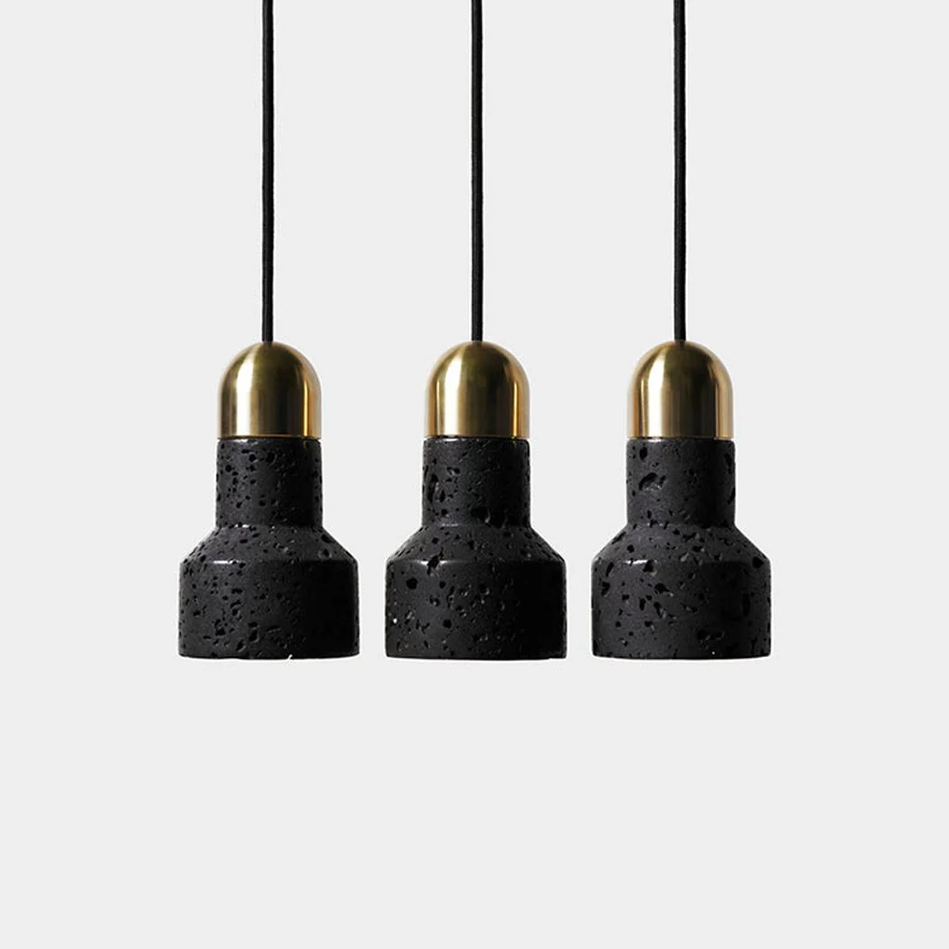 Black Lava F Stone Minimalist Line Pendant Light - Image 7