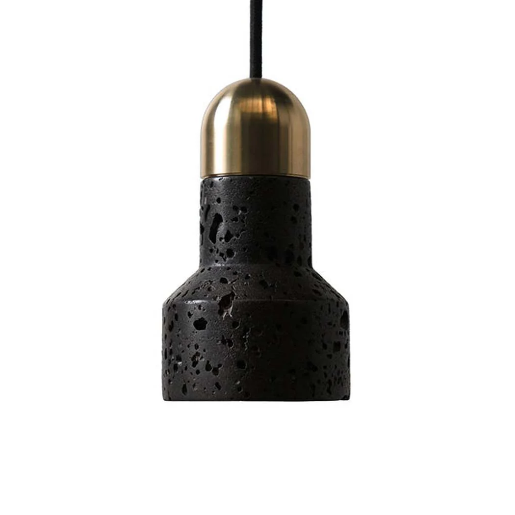 Black Lava F Stone Minimalist Line Pendant Light - Image 8
