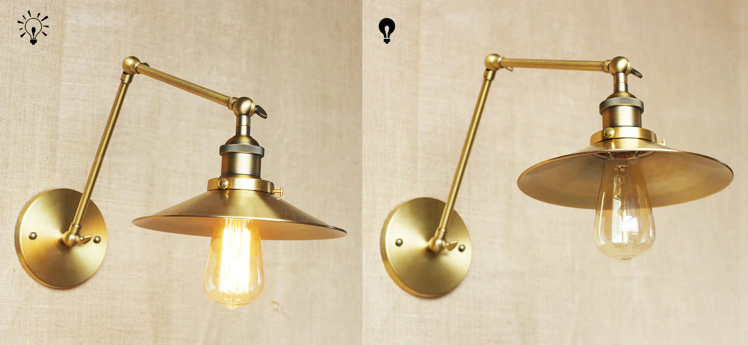Brass Cone Shade Wall Light With Long Arm - Image 4