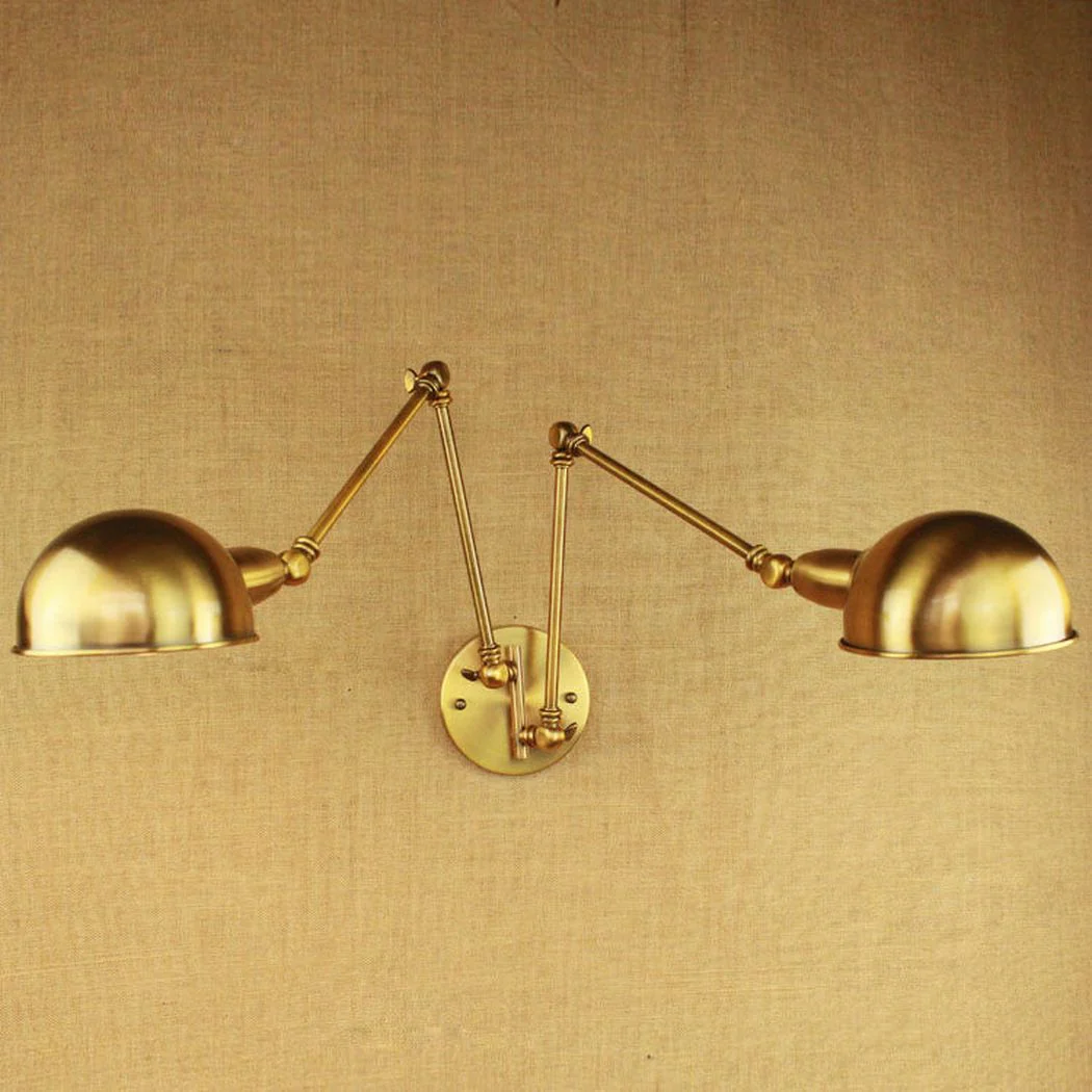 Brass Double Head Shade Industrial Wall Light - Image 4