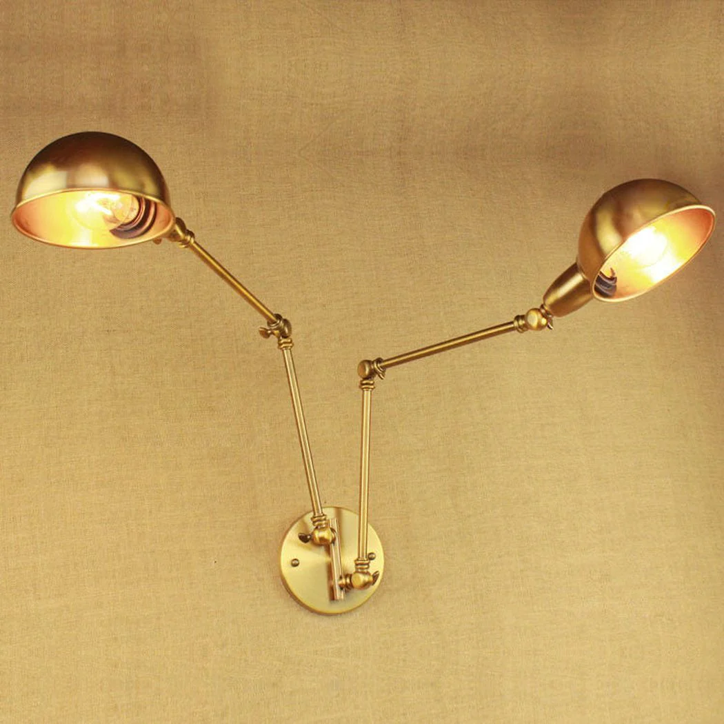 Brass Double Head Shade Industrial Wall Light - Image 5