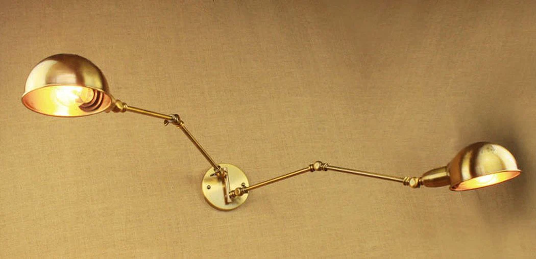 Brass Double Head Shade Industrial Wall Light - Image 6