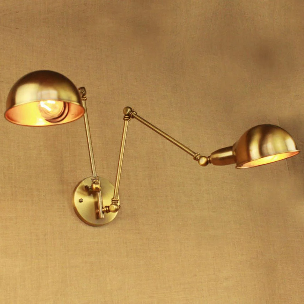 Brass Double Head Shade Industrial Wall Light - Image 7