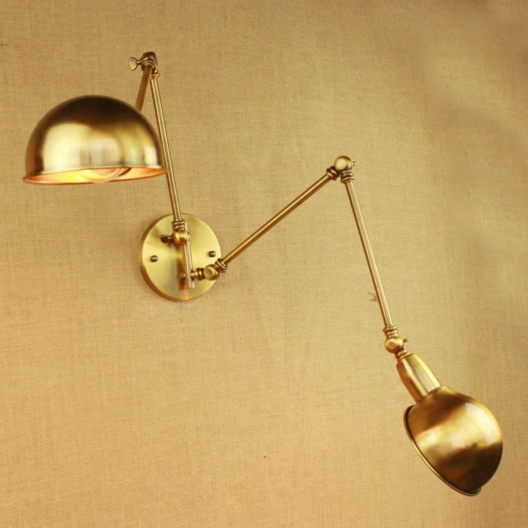 Brass Double Head Shade Industrial Wall Light - Image 8