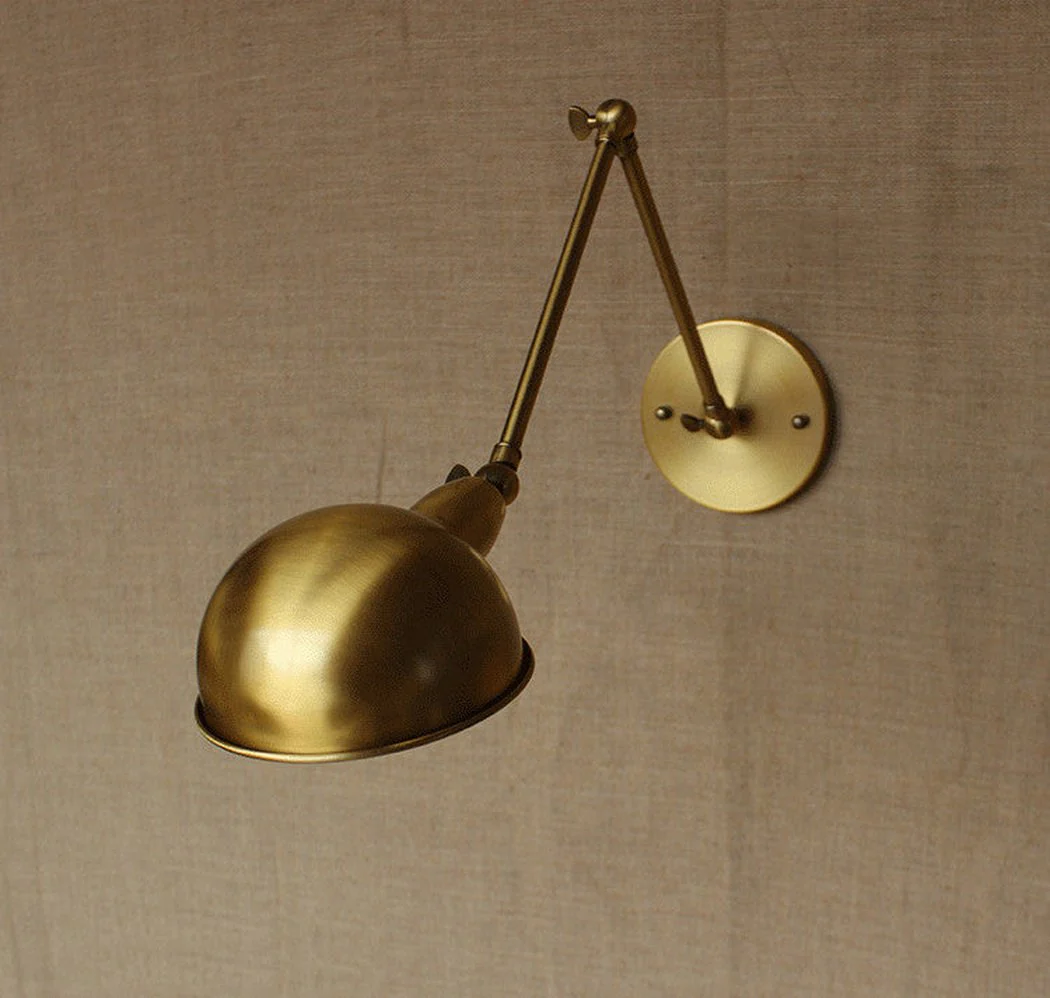 Brass Single Head Shade Industrial Wall Light - Image 7